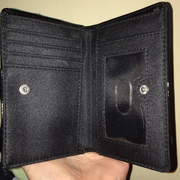 Shiny black sexy zipper sleek snap secure wristlet phone mini fun little bag new - Picture 12 of 15